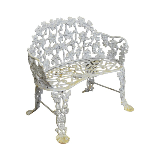 Vintage Antique Cast Iron Grape Vine Pattern Garden Patio Bench Settee