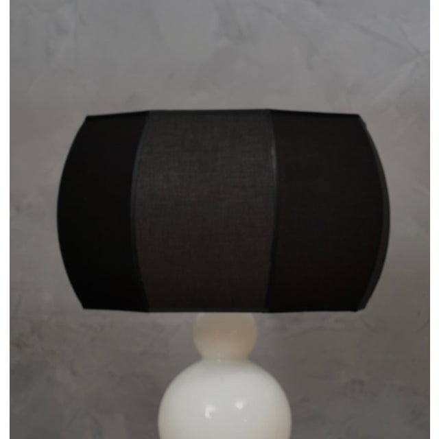 1980s Murano Blown-White Glass and Brass Table Lamp, 1980s For Sale - Image 5 of 10