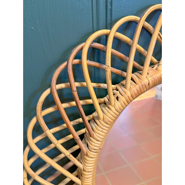 Wood 1950s Italian Wicker Oval Wall Mirror by Franco Albini For Sale - Image 7 of 8