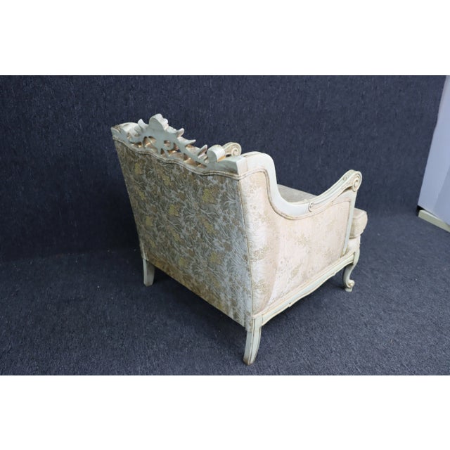 Mid 20th Century Louis XV Style Cream Carved Club Chair For Sale - Image 5 of 7