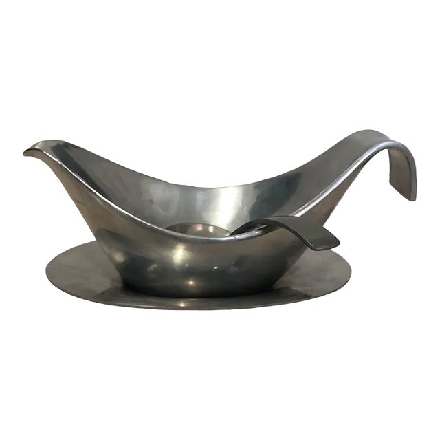 Michael Lax Design Grainware Metal Sauce Dish With Spoon Vintage 1991ml-3002 For Sale
