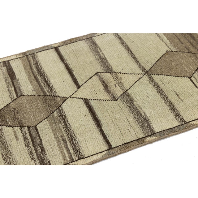 2x10 Hand-Knotted Modern Gabbeh Wool Runner – Minimalist Tribal Design For Sale - Image 4 of 7