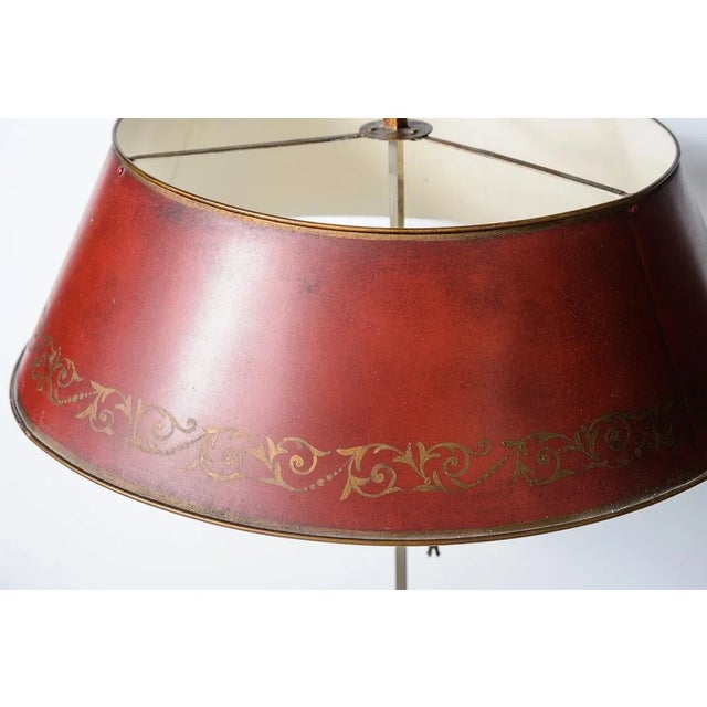 French Pair Bouillotte Lamps, Red Tole Shades, French (1852-1870) For Sale - Image 3 of 18