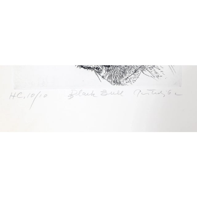 Artist: Gabor Peterdi, Hungarian (1915 - 2001) Title: Black Bull Year: 1962 Medium: Etching, signed, titled and numbered...