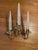 Single Angelo Lelii Brass and Glass candelabra style three prong wall light. Made circa 1950s in Italy, rewired for US...