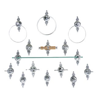 French Neoclassical Revival Vanity Bathroom Accessories, 1970, Set of 14 For Sale