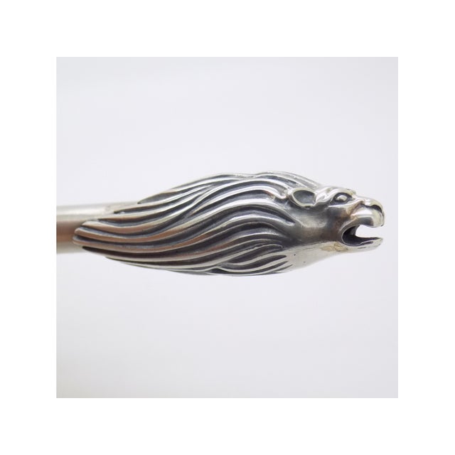 Metal Vintage Italian Sterling Silver 925 Lion Head Ruler Letter Opener by Ottaviani, 1980s For Sale - Image 7 of 11