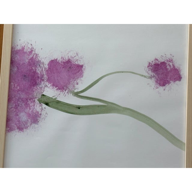 Contemporary 2025 D2 Abstract Painting of a Pink Hydrangea, Framed For Sale - Image 3 of 6