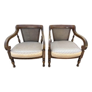 Vintage Pair of Stanley Furniture Company Cane Back Chairs For Sale