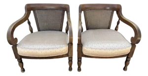 Vintage Pair of Stanley Furniture Company Cane Back Chairs