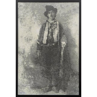 Francisco Vital "Billy the Kid" Contemporary Western Black & Tan Pixelated Outlaw Portrait, 2025 For Sale