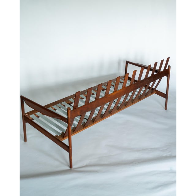 Ib Kofod Larsen for Selig Picket Back Sofa, Danish MCM Walnut Frame Couch For Sale - Image 11 of 13