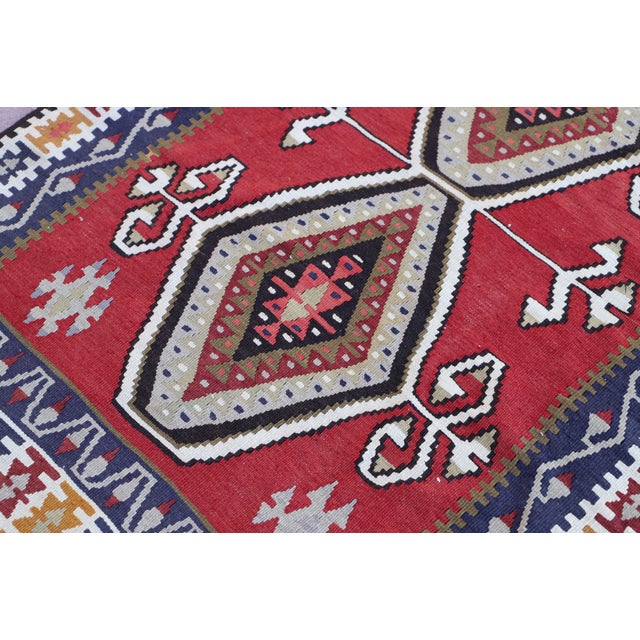 1990s 1990s Tribal Red Ikat Handmade Rug For Sale - Image 5 of 12