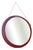 Vintage Round Mirror in Red Lacquer For Sale