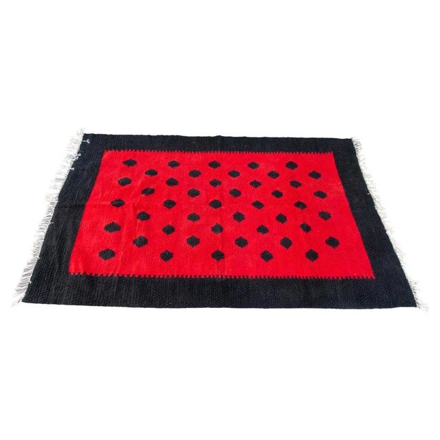 Black Mid-Century Modern Hand-Woven Kilim Rug, Former Yugoslavia, 1960s For Sale - Image 8 of 8