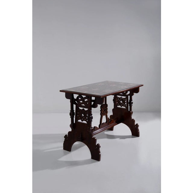 Art Deco Dining Table in Wood and Floral Pattern, 1940s For Sale - Image 3 of 6