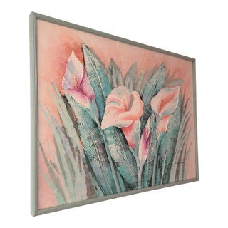 1980s Calla Lily Oil Painting For Sale