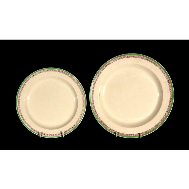 English Creamware Dinner Service, Hicks, Meigh & Co., Green Border, 21 Plates For Sale - Image 4 of 10