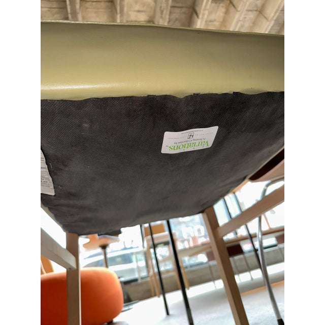 Wood Grand Rapids Chair Company Light Green Leather Chair For Sale - Image 7 of 10