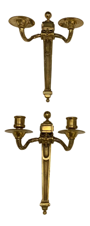 1920s Caldwell Gilt Bronze Double Lights Sconces - Pair
