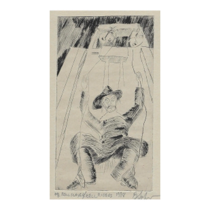 1988 Bell Player / Bell Rider Figural Etching