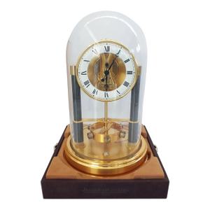VTG Jeager Lecoultre Atmos 150th Anniversary Clock Gilt Brass Box & Glass Dome