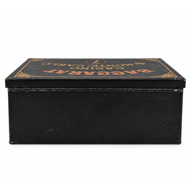 Early 20th Century Vintage Baccart Casino De Monte Carlo Black Metal Box For Sale - Image 5 of 12