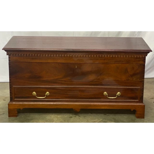 Vintage Mahogany Chippendale Style Cedar Lined Blanket Chest Trunk For Sale - Image 4 of 9