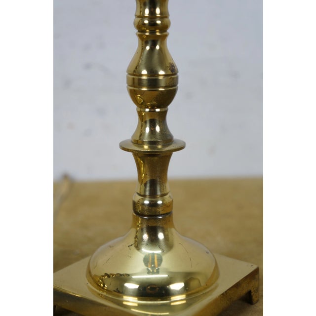 Late 20th Century Vintage Colonial Style Solid Brass Candlesticks Candle Holders- a Pair For Sale - Image 5 of 13