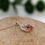 Modern Pink Tourmaline Pendant with Natural Diamonds in Solid 14k Dual Tone Gold Round 5mm For Sale - Image 3 of 8