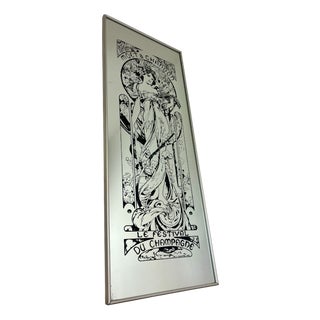Vintage Art Nouveau Moët & Chandon Advertising Mirror, 1960s For Sale