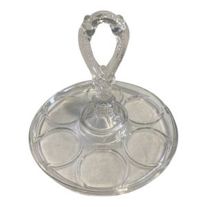 Mid-Century Glass Cup Holder With Handle