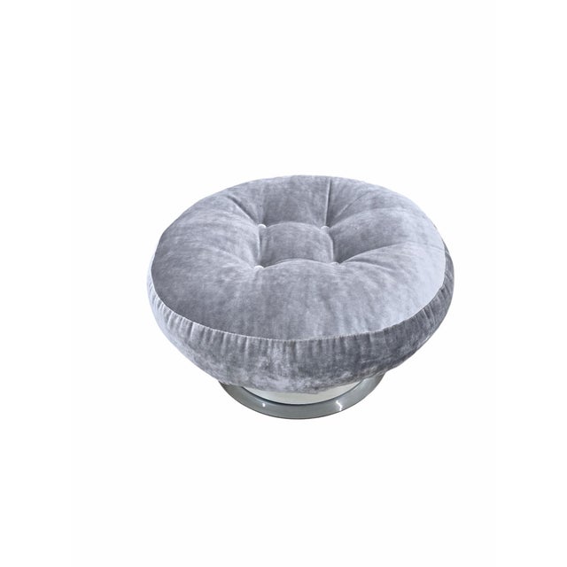 Textile MCM Tufted Velvet Ottoman For Sale - Image 7 of 8