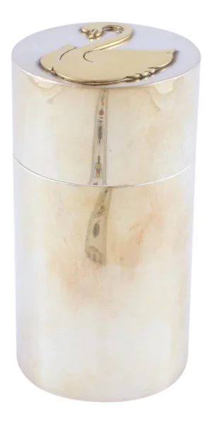 Hermes of Paris Brass 'Swan' Chrome Cylindrical Lighter