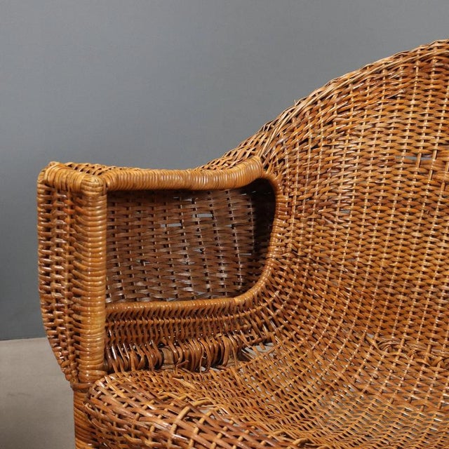 Wicker and Bamboo Lounge Chairs, 1950s, Set of 2 For Sale - Image 4 of 10
