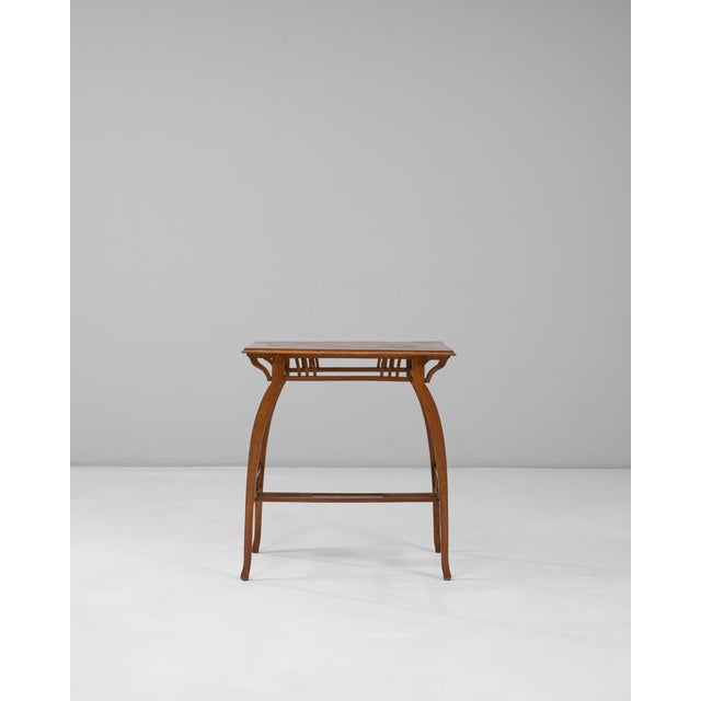 1900s French Art Nouveau Wooden Side Table With Floral Top For Sale - Image 16 of 18