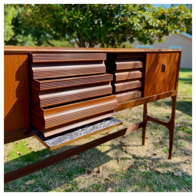 English Mid Century Modern Dining Set With Highboy Sideboard and Set of Six Dining Chairs | by Elliotts of Newbury For Sale In Tampa - Image 6 of 12