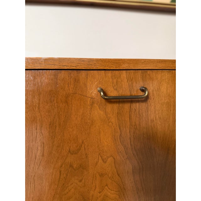 1950s American of Martinsville "Dania" Walnut Modular Bench and Cabinet Attachment by Merton Gershun For Sale - Image 11 of 12