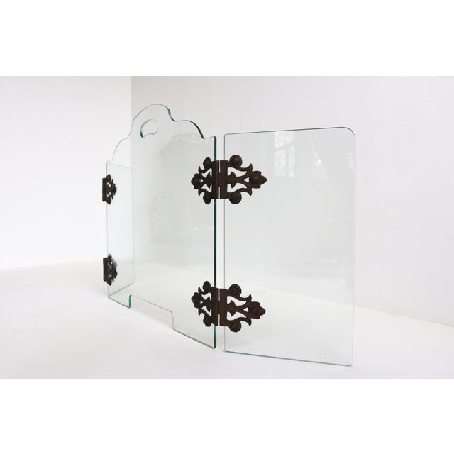Mid-Century Modern Glass Folding Triptych Fire Screen from Jemeppe, 1960s For Sale - Image 4 of 12