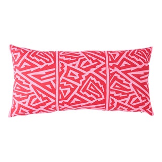 Schumacher x David Kaihoi Jagged Maze 24" Lumbar Pillow in Pink For Sale