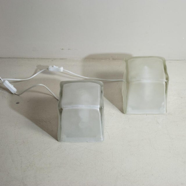 Cube-Shaped Table Lamp in Satin Glass, 1970s For Sale - Image 6 of 7
