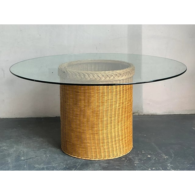 Late 20th Century Vintage Boho Braided Rattan Dining Table For Sale - Image 5 of 9
