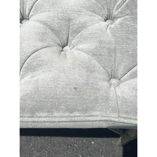 Modern Faux Bamboo Tufted Velvet Bench in Grey Blue Upholstery For Sale - Image 18 of 18