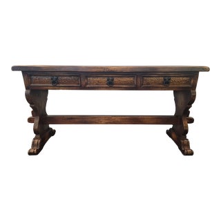 Spanish Hacienda Trestle Console Table Monterey Style For Sale