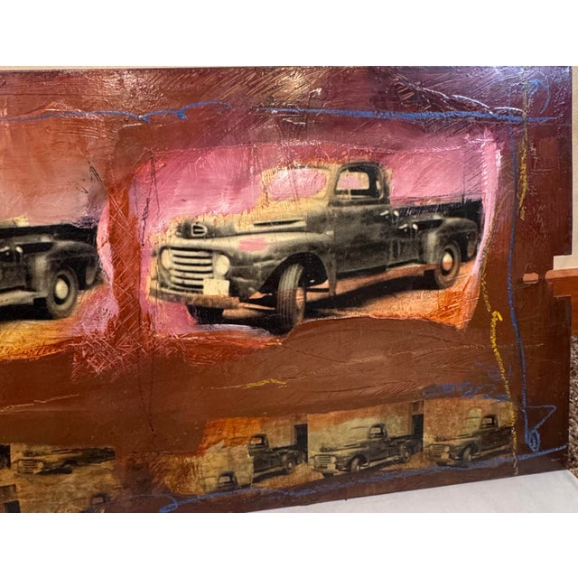 Pop Art 4-Panel Vintage Truck Art Painting on Metal With a Smaller Canvas Signed in 2005 Painting Included. For Sale - Image 3 of 10