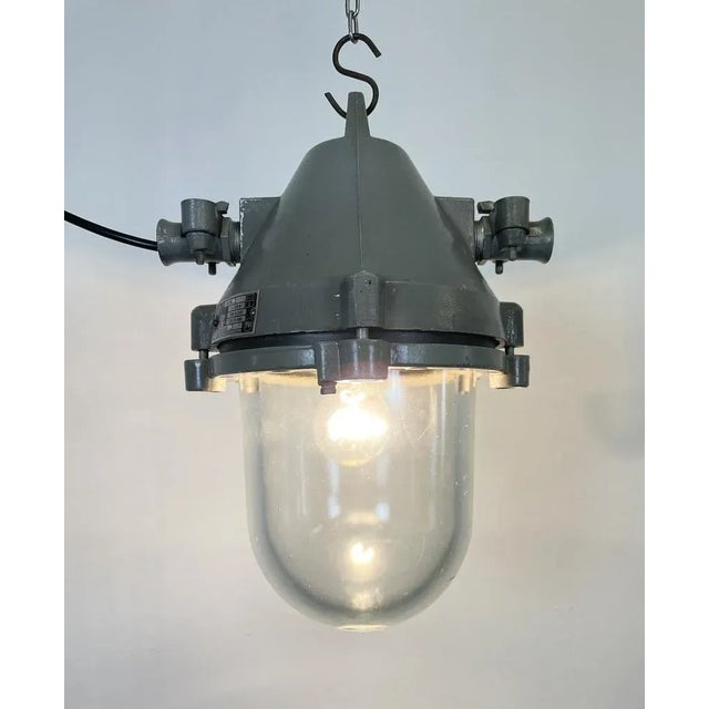 Dark Grey Industrial Cast Aluminium Explosion Proof Lamp from Elektrosvit, 1960s For Sale - Image 13 of 16