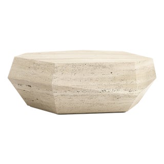 Three Rocks Low Coffee Table in Roman Travertine Stone from Insidherland For Sale