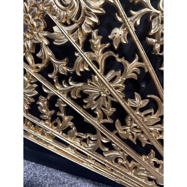 Vintage Burwood Hollywood Regency Gold Fan Wall Sculpture, 43"w For Sale - Image 10 of 12