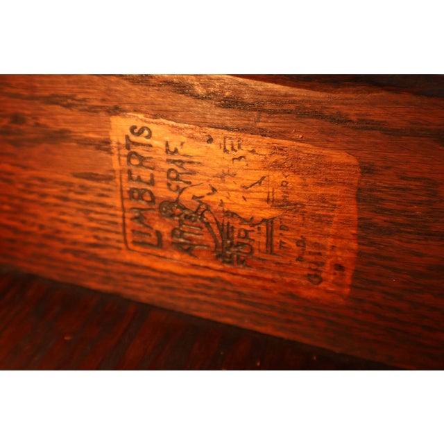 Limbert Antique Arts & Crafts Oak Writing Desk #492 1/4 For Sale - Image 4 of 18