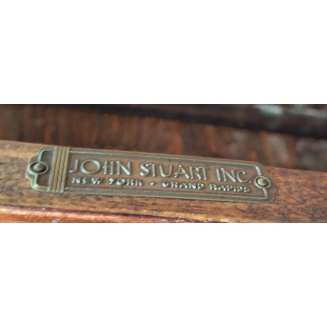 1950s Pair Of Mahogany and Tooled Leather John Stuart Pier / Side Tables For Sale - Image 9 of 12